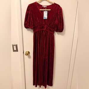 Women’s Burgundy Maxi Dress: Small- Formal- Velvet: NWT- New w/ Tag